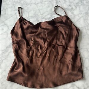 Reformation Brown Silk Camisole Top